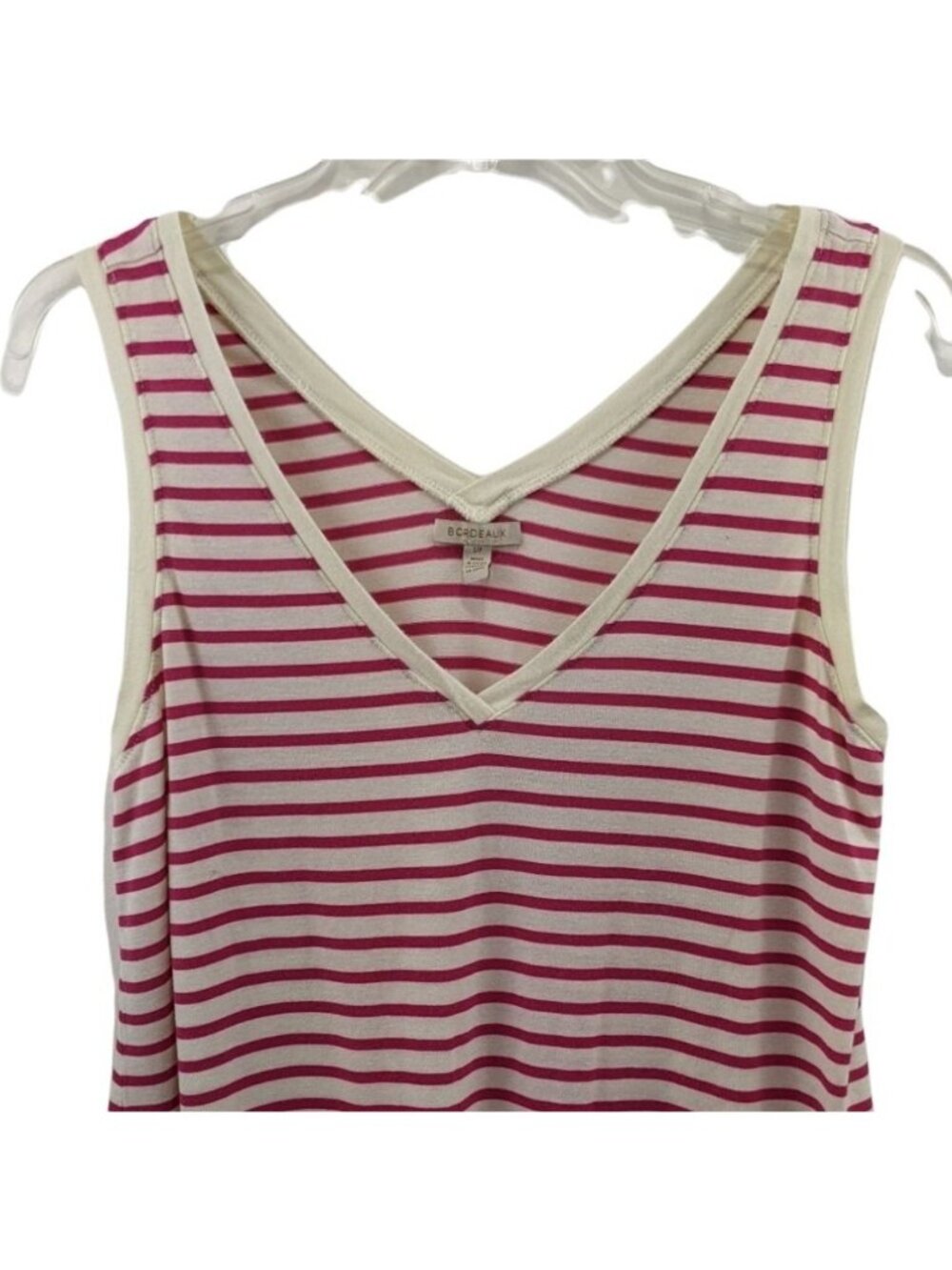 Women's Bordeaux Small Pink and White Stripe Tank Top 11c - Picture 5 of 7
